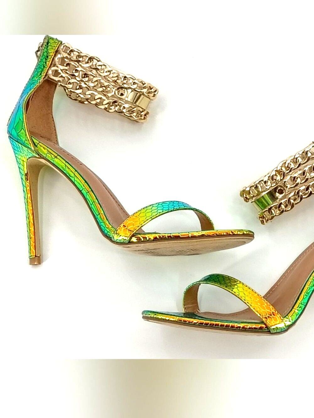 Cape Robbin Mermaidcore Iridescent Snake Print Chain Stiletto Heels Y2K Bratz 8 - Picture 3 of 11